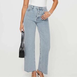 Princess Polly Light Blue Straight Leg Jeans
